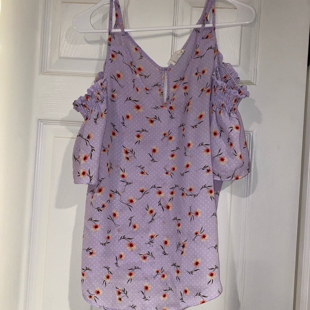 Purple floral off shoulder top